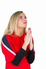 Nervous football fan in red