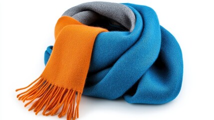 Wrapped Multicolored Scarf On White Background