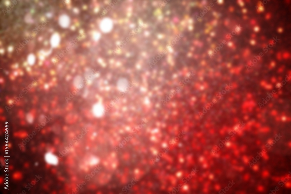 Poster abstract red and gold glitter bokeh pattern is filling entire frame in flat design style