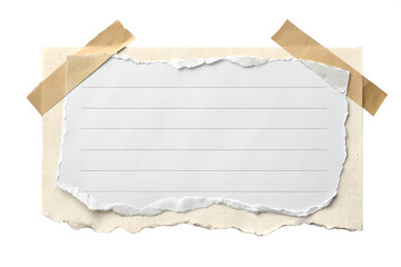 Torn white paper with masking tape on transparent background