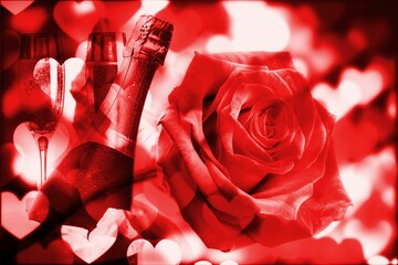 Glowing red Valentines composite