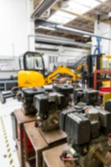 Defocused image of machinery and crane