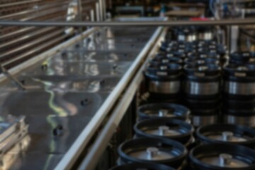 Beer keg against manufacturing equipment