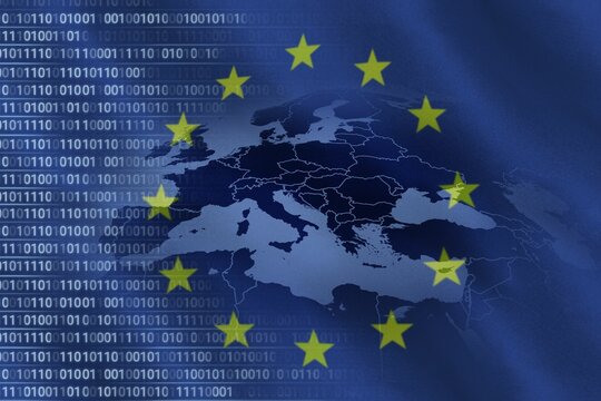 Naklejki European union flag with binary codes