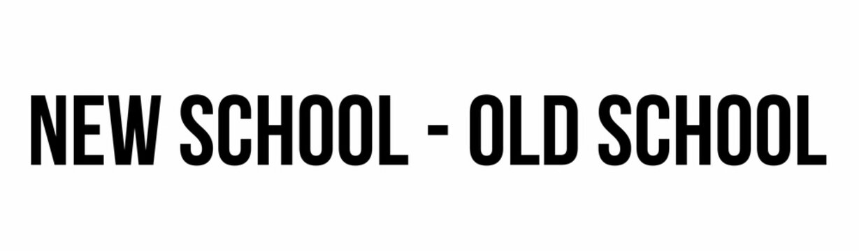 Fototapeta showing minimal design with bold text reading new school hyphen retro school on white backdrop