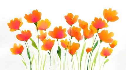 Obraz premium Abstract watercolor wildflowers dancing in a sun kissed field evoking feelings of hope and renewal in a minimalist white