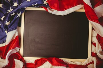 Curtains American flag on chalkboard