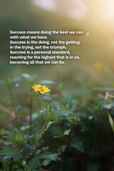 Inspirational life quote on blurry background.