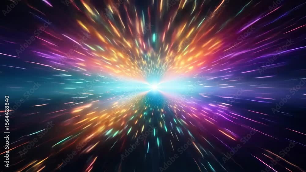 Aufkleber dynamic video concept with a burst of colorful light streaks. captured from a central angle, creatin