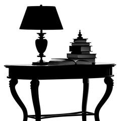 Black Silhouette Table Lamp Books Oval Table stack of books 1
