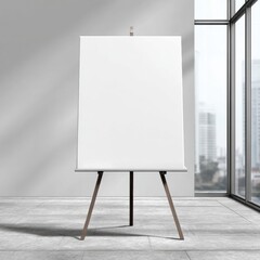 Blank Canvas on Easel in Modern Loft