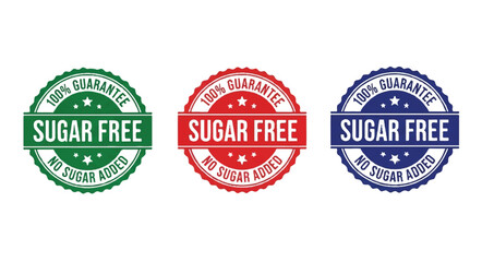 Obraz premium Sugar free guarantee seals, 100% guarantee, no sugar added