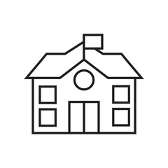 The icon with the lines of a school or university building. Linear style, logo, isolated on a white background. Vector graphics. Symbol, sign, logo.