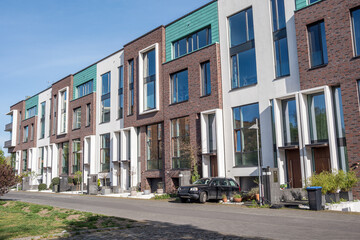 Modern townhouses seen in Berlin, Germany