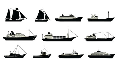 Nautical Vessel Silhouettes Collection