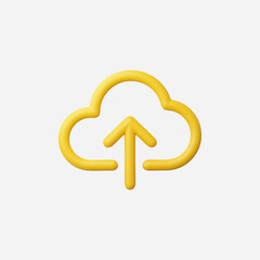 3d Realistic Cloud upload icon vector Illustration