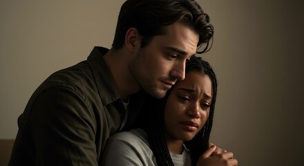 Fototapeta premium Couple embracing in sadness.