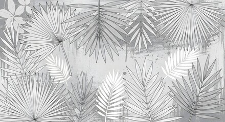 Tropical palm leaves pattern background vector illustration wallpaper design graphic art