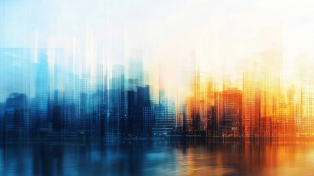 Artistic interpretation of a bustling city, emphasizing movement and light through abstraction.