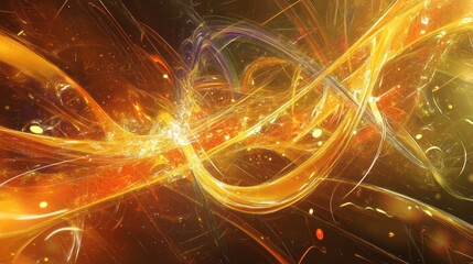 Abstract Golden Energy Flow with Luminous Particles and Dynamic Swirls