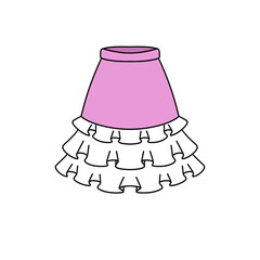 A pink skirt with white ruffles