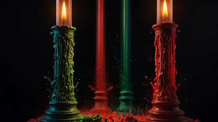 Dripping candles burning bright dripping wax flames