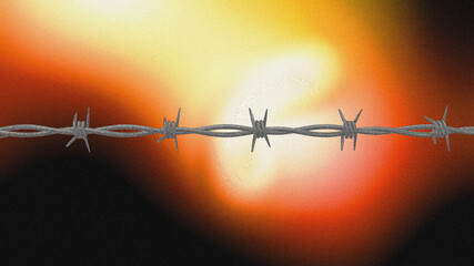 Barbed Wire Element Isolated on Grainy Color Background