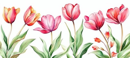 Stunning floral arrangement featuring tulip flowers in watercolors.
