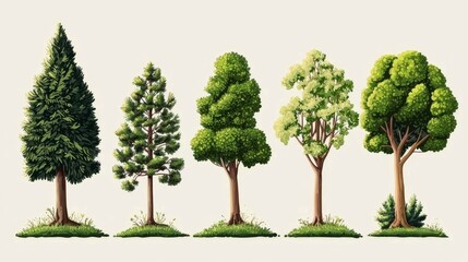 Colorful cartoon depiction of saplings and trees in a whimsical environment.