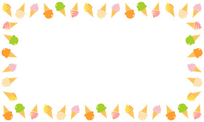Colorful Ice Cream Border Design for Summer Greeting Cards, Backgrounds, Digital Wallpapers, Flyers, Seasonal Event Promotions, Social Media, and Party Invitations