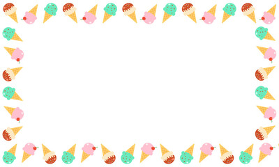 Colorful Ice Cream Border Design for Summer Greeting Cards, Backgrounds, Digital Wallpapers, Flyers, Seasonal Event Promotions, Social Media, and Party Invitations