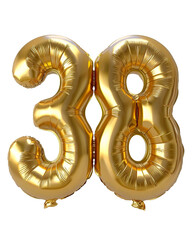Gold number thirty-eight balloons celebration party