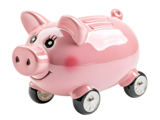 A cute pink ceramic pig coin bank is a symbol of savings and wealth