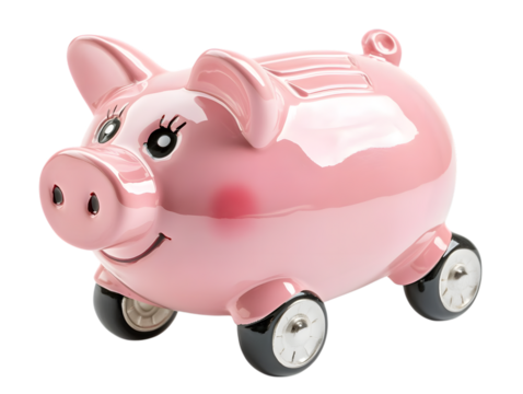 A cute pink ceramic pig coin bank is a symbol of savings and wealth