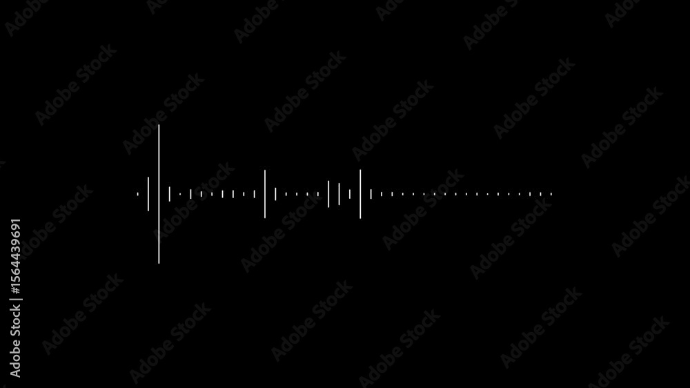 Poster sound waves rhythm line. abstract white audio waveform pulse on black background for music visualiza