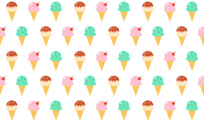Ice Cream Seamless Pattern for Summer Wrapping Paper, Fabric, Scrapbooking, Stationery, Web Design, and Digital Backgrounds