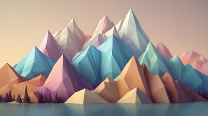 Geometric Peaks Pastel Landscape low poly mountains