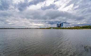 Picturesque panoramic view of the Kazanka River and the city of Kazan