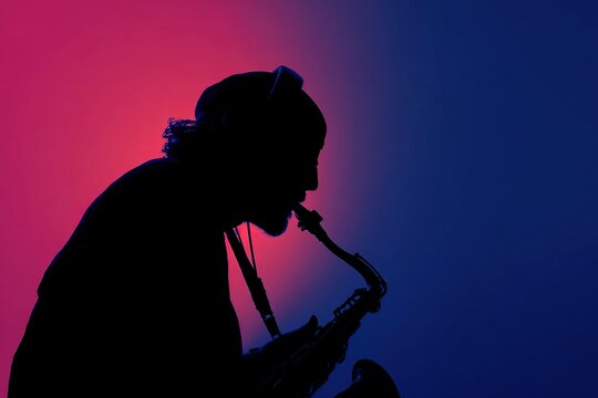 Silhouette of an unregnizable musician. High quality
