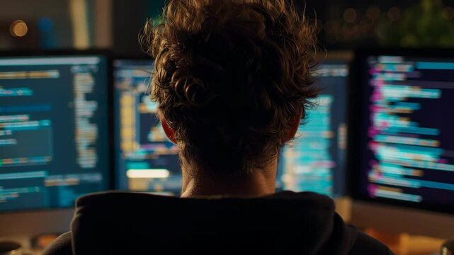 Software Developer Coding Late at Night