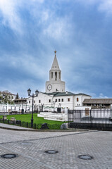 Spasskaya Tower in sunny summer day. Kazan Kremlin. Republic of Tatarstan. Kazan. Russia