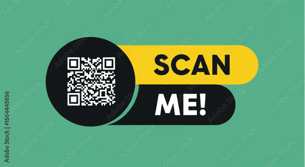 Poster scan me qr code on green background