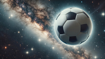 soccer ball with universe background
