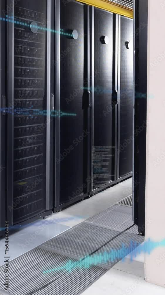 Poster animation of data processing over computer servers