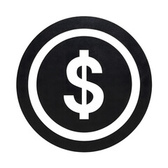 Obraz premium Stylized Dollar Sign Coin with Textured Black Surface and White Inlay.