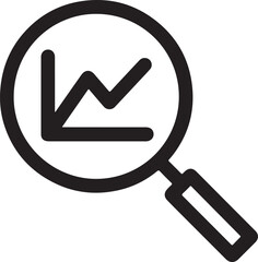 Magnifying glass over upward trending graph icon chart analysis
