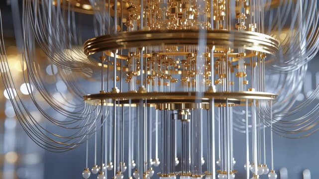 Close-Up of a Quantum Computer's Cryogenic Plumbing