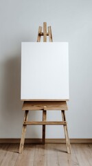 Blank Canvas on Wooden Easel Mockup
