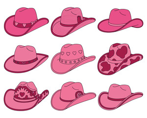 Trendy Pink Rodeo Hats – Feminine Western Illustration Pack