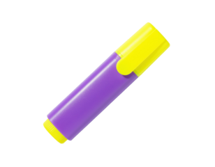 Purple highlighter pen with chisel tip and removable cap isolated on white background